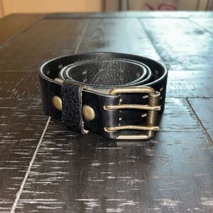 Saks Fifth Avenue Black Dutch Leather Hole Punch Top Grain Everyday Belt 32‍﻿﻿﻿﻿